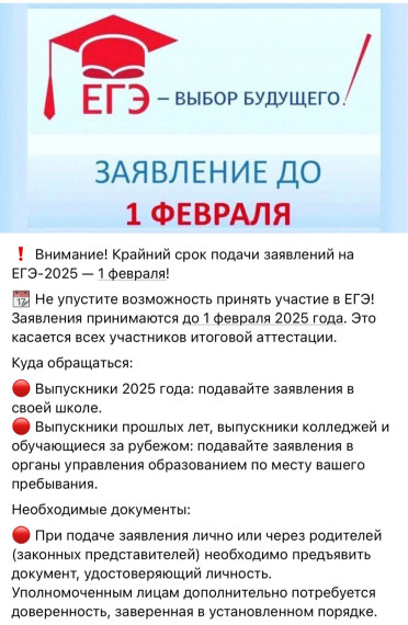Выбор предметов ЕГЭ.